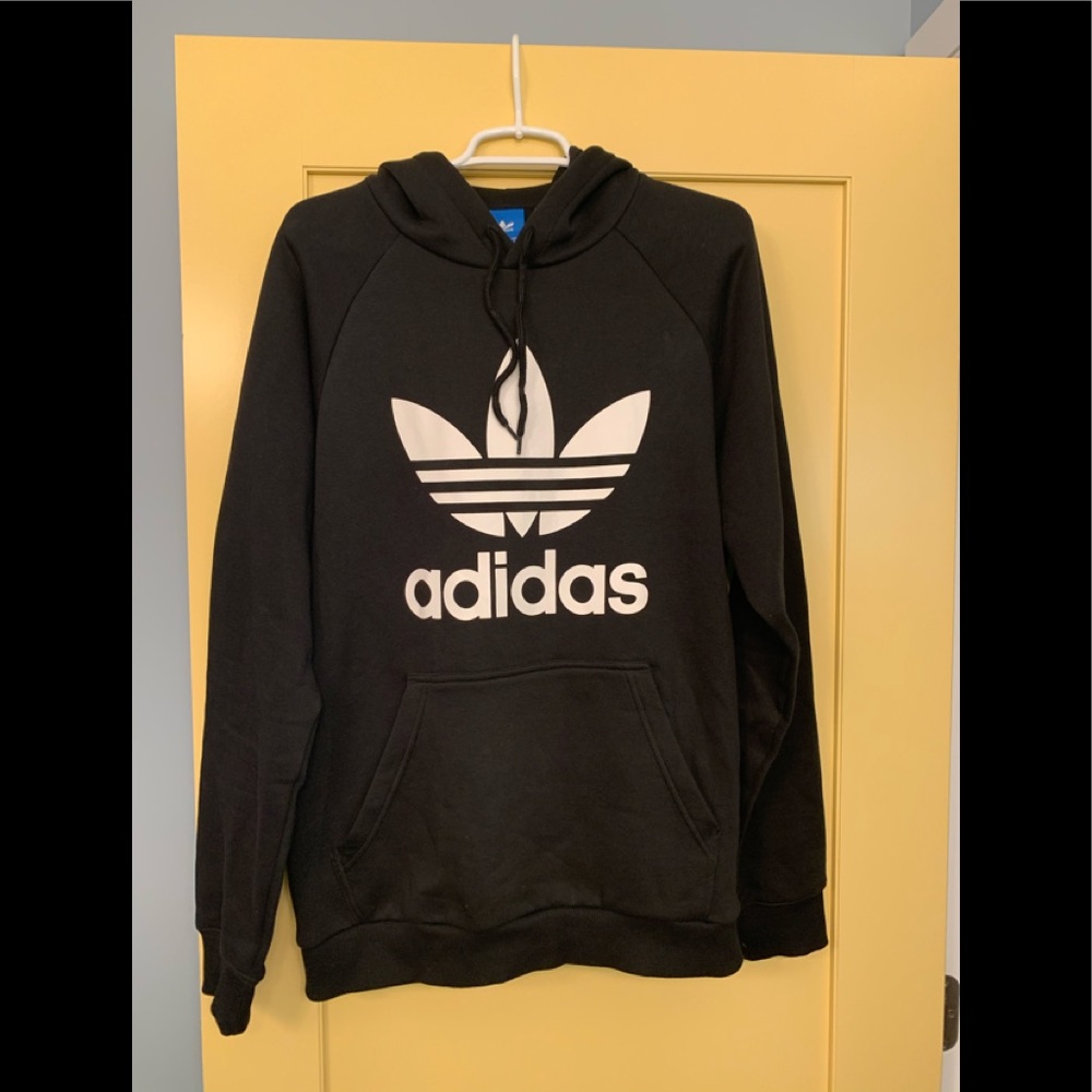 Adidas Flower Print Black Cotton Hoodie